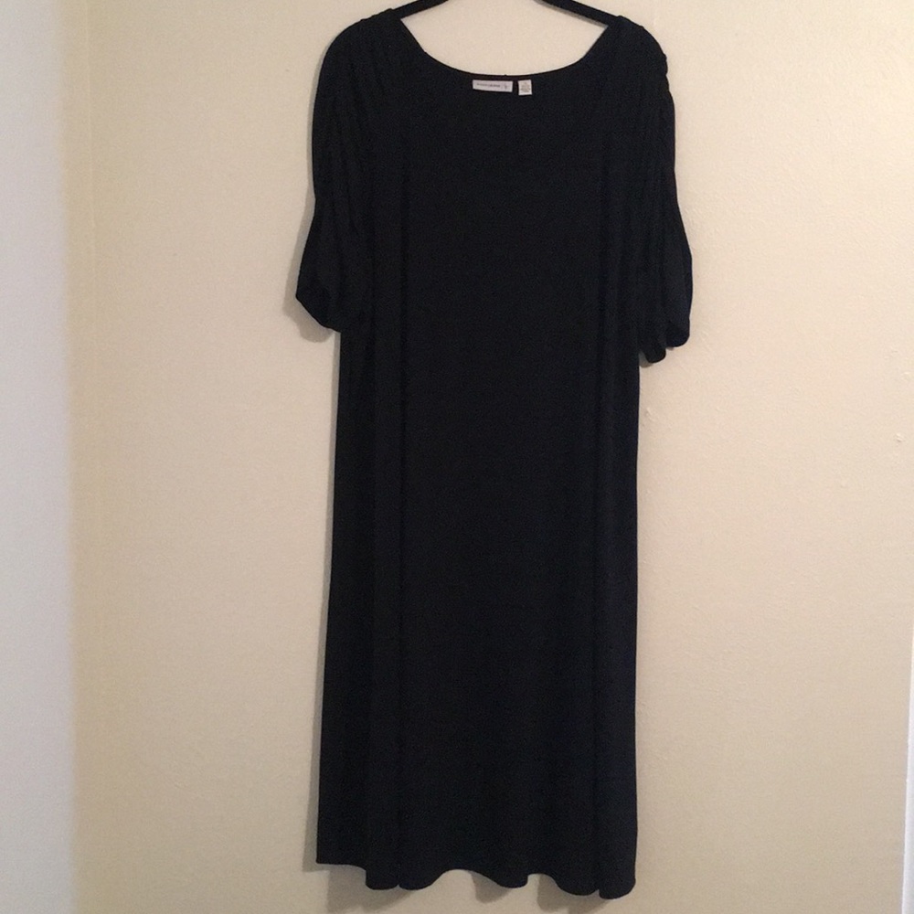 Susan Graver Liquid Knit Dress with Ruched Sleeves
